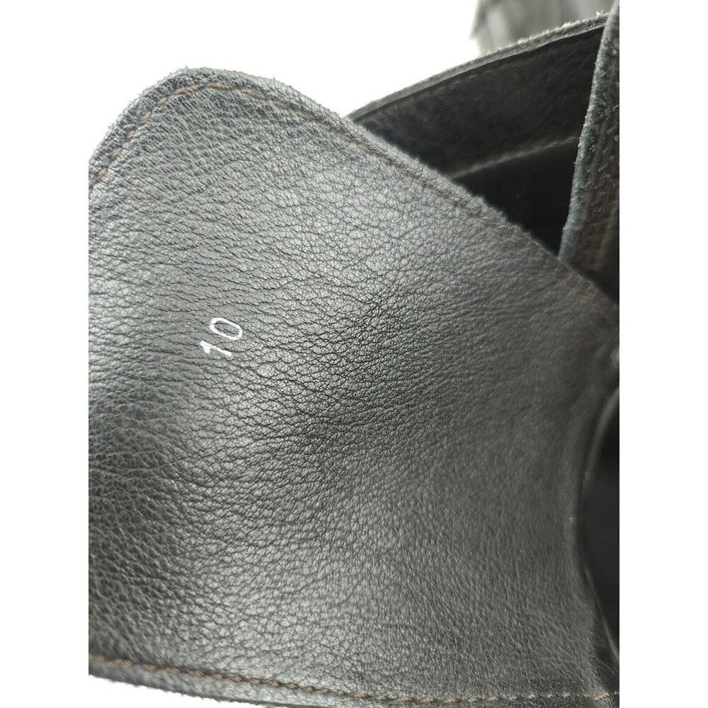 Bruno Magli Combat Motorcycle Black Boots Size 10 Black Leather High Buckle Tie